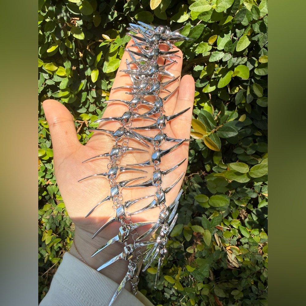 Silver Spike Link Bracelet - Stylish Jewelry - Picture 4 of 8